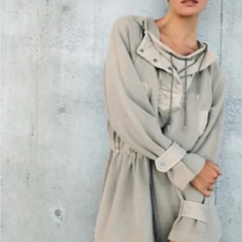 Free People Sadie Surplus Taupe Hooded Tunic Size Large NWOT